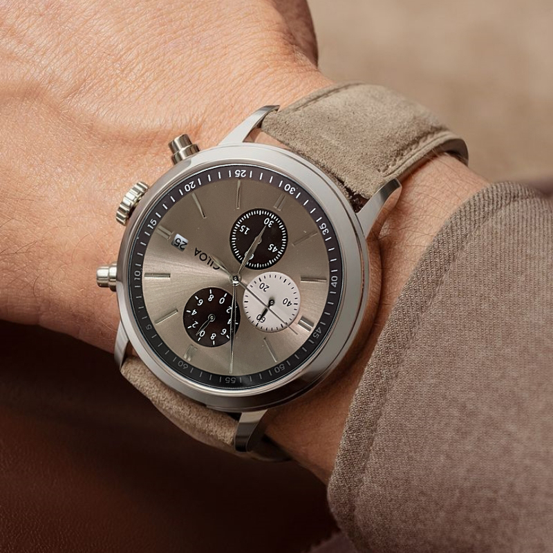CILOA-Men Chronograph Watch Da - Suede Strap Watch review and price